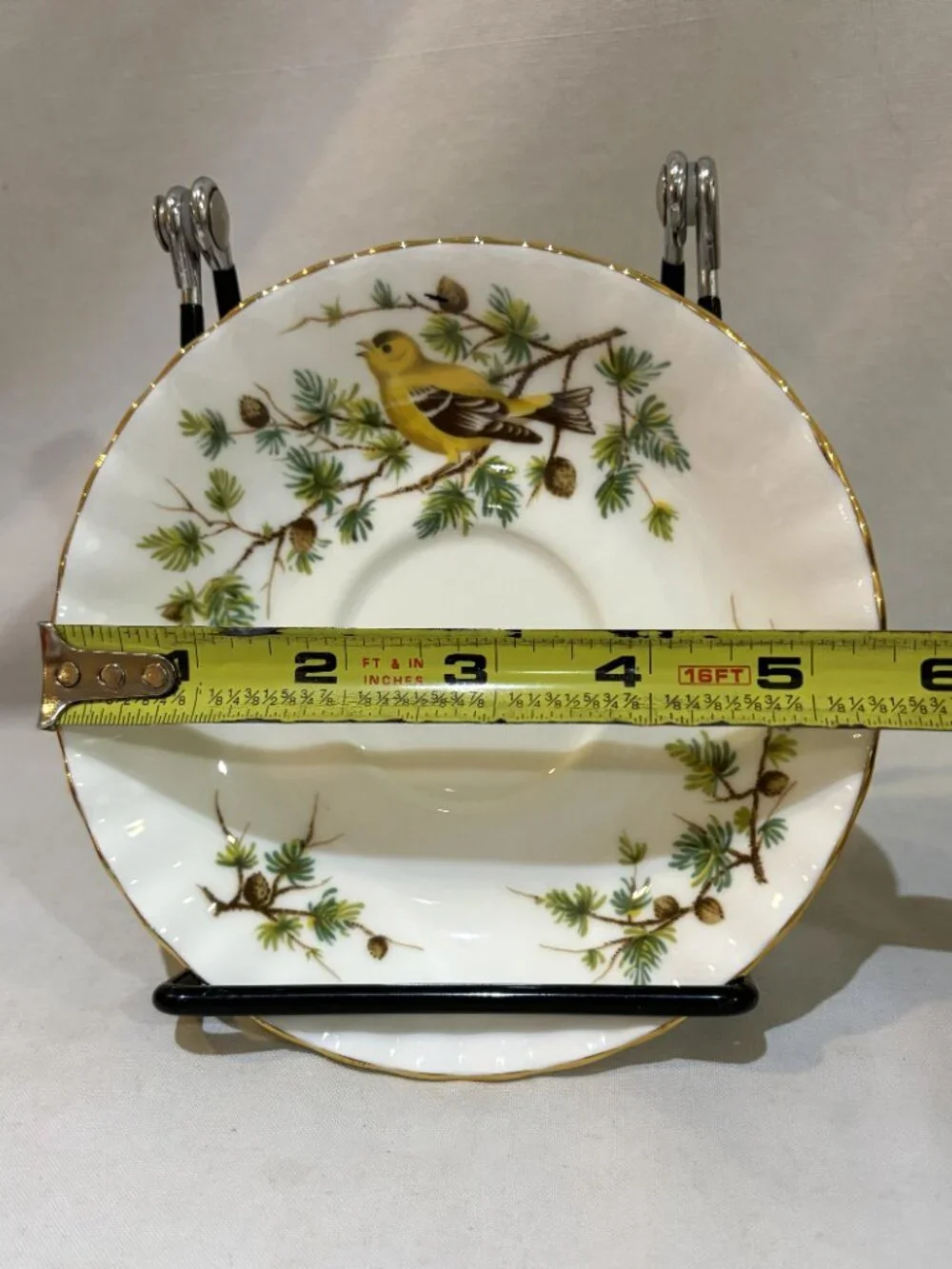 Royal Albert England Bone China Woodland Series Goldfinch Teacup Saucer Set